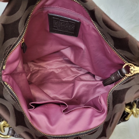 Coach 14146 brown monogram shoulder hobo brown bag - Picture 4 of 11